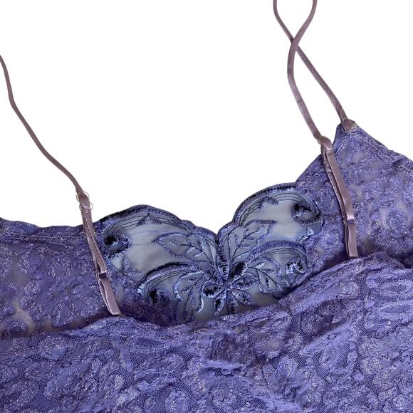 Vintage Lace Purple Cami Tank Top Medium Fairy Whimsygoth Babydoll Lingerie - Picture 4 of 5